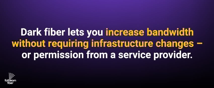 Dark fiber lets you increase bandwidth without requiring infrastructure changes – or permission from a service provider.
