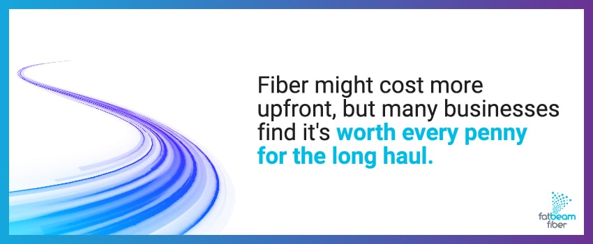 Fiber might cost more upfront, but many businesses find it's worth every penny for the long haul.