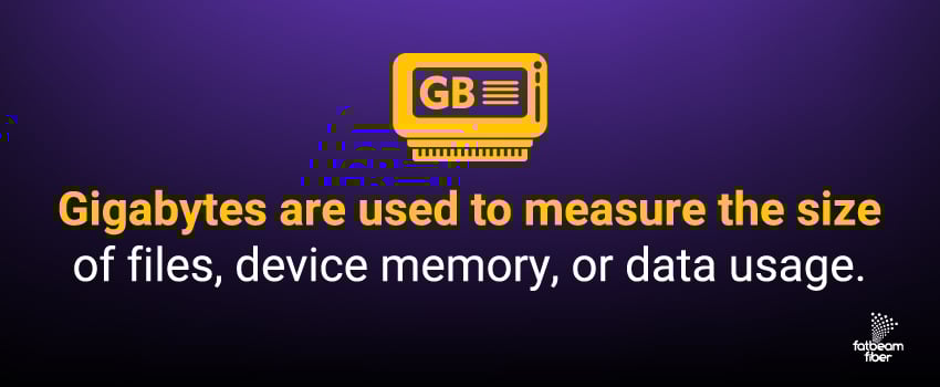 Gigabytes are used to measure the size of files, device memory, or data usage.