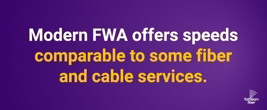 Modern FWA offers speeds comparable to some fiber and cable services.