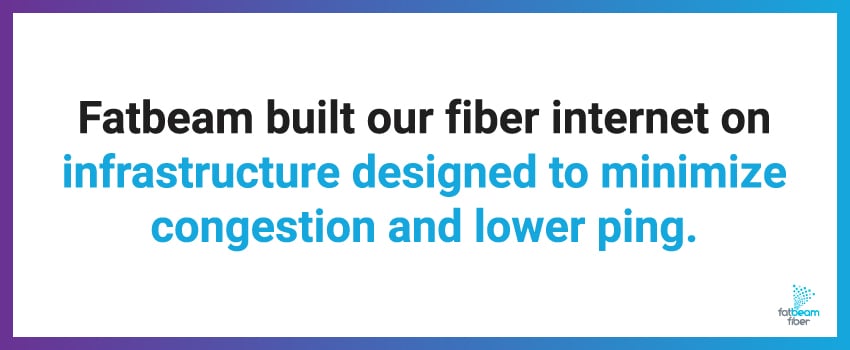 Fatbeam built our fiber internet on infrastructure designed to minimize congestion and lower ping.